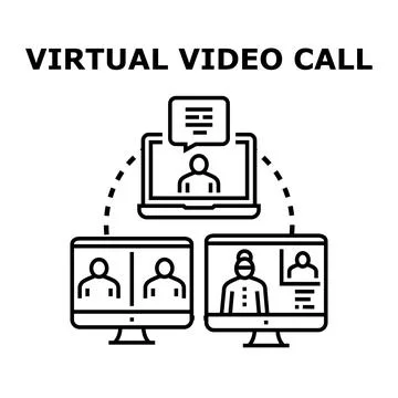 Virtual video call connecting remote online participants Stock Illustration