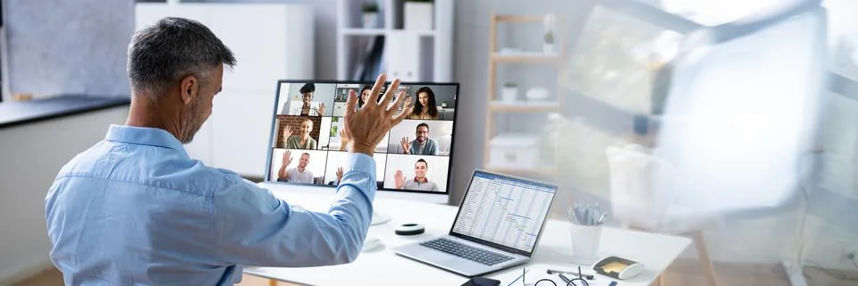Virtual Video Conference Interview Stock Photos
