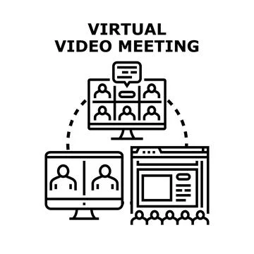 Virtual video meeting concept connecting global participants Illustrazione stock