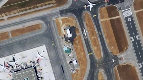 Virtual view of airport layout for aviation infrastructure Видео 302481317
