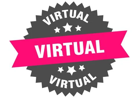 Virtual. virtual round pink label isolated on transparent background Stock Illustration