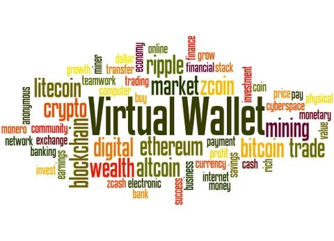 Virtual wallet word cloud concept Stock Illustration