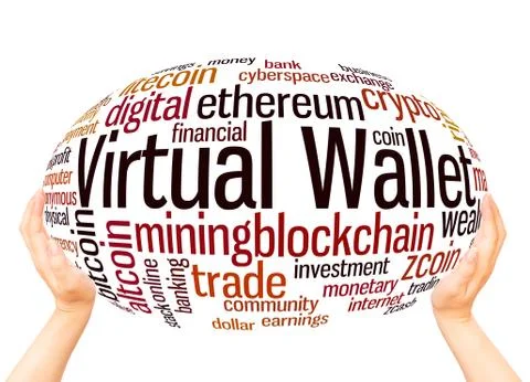 Virtual wallet word cloud hand sphere concept Stock Illustration