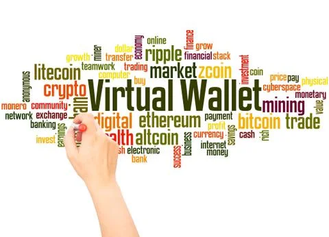 Virtual wallet word cloud hand writing concept Stock Illustration