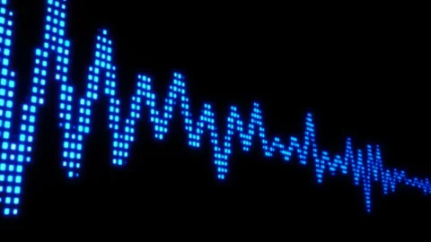 Virtual waveform pulsating frequencies visual structure. Tech or medical element Video stock 262274763