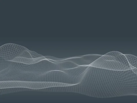 Virtual waves in cyberspace. 3D illustration of high technology concept. 스톡 일러스트