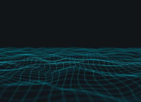 Virtual waves in cyberspace. 3D illustration of high technology concept. 스톡 일러스트