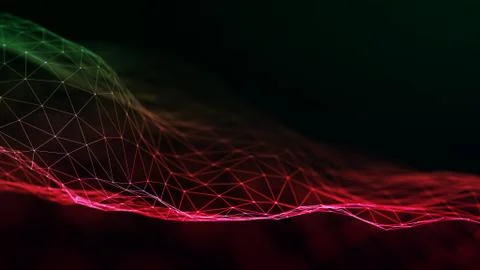 Virtual waves in cyberspace. Abstract background, a virtual reality concept Stock Illustration