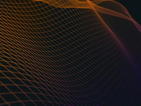 Virtual waves in cyberspace. Abstract mesh background Stock Illustration