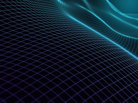 Virtual waves in cyberspace. Abstract mesh background Illustrazione stock