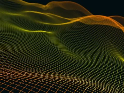 Virtual waves in cyberspace. Abstract mesh background Stock Illustration