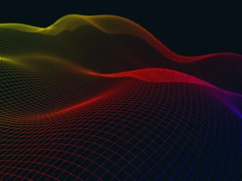 Virtual waves in cyberspace. Abstract mesh background 스톡 일러스트