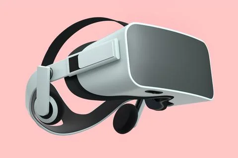 Virtual white reality glasses isolated on pink background. 3d rendering Stock Illustration