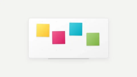 Virtual Whiteboard Icon with Animated Sticky Notes and Soft Bounce Motion Stock Footage 346130726