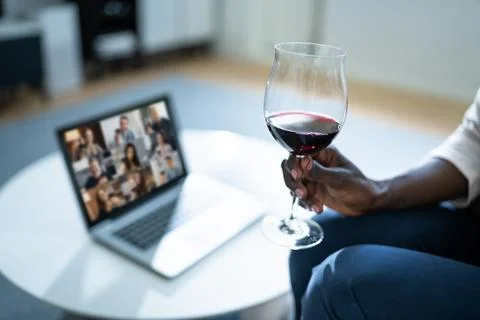 Virtual Wine Tasting Dinner Event Online Stock Photos