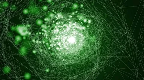 Virtual wireframe technology tunnel. Abstract background with flares Virtu... Stock Photos