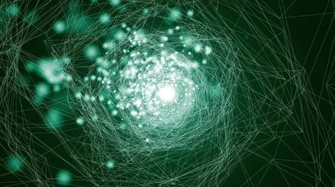 Virtual wireframe technology tunnel. Abstract background with flares Virtu... Stock Photos