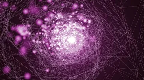 Virtual wireframe technology tunnel. Abstract background with flares Virtu... Stock Photos