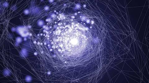 Virtual wireframe technology tunnel. Abstract background with flares Virtu... Stock Photos