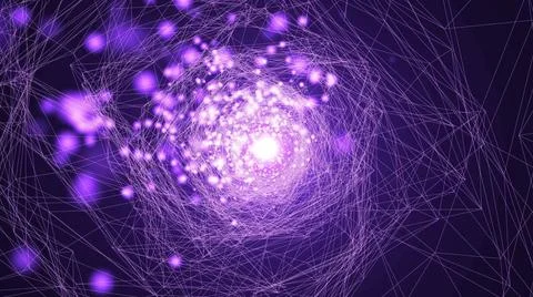 Virtual wireframe technology tunnel. Abstract background with flares Virtu... Stock Photos