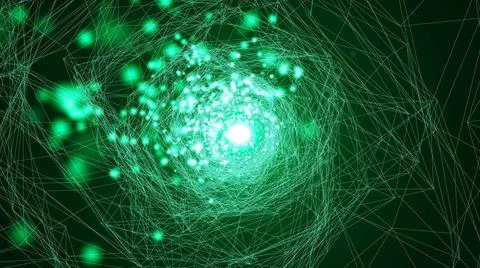Virtual wireframe technology tunnel. Abstract background with flares Virtu... Foto stock