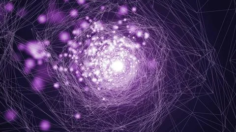 Virtual wireframe technology tunnel. Abstract background with flares Virtu... Foto stock