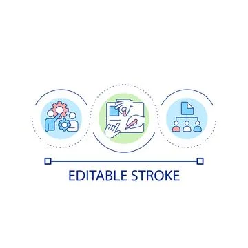 Virtual work space for collaboration loop concept icon Stock Illustration