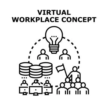 Virtual workplace concept establishing remote business team Stock Illustration