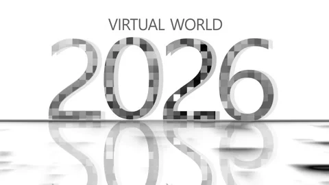 Virtual world 2026 animation on white background 動画素材 328420993