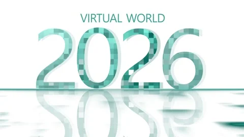 Virtual world 2026 animation on white background Stock Footage 328421018