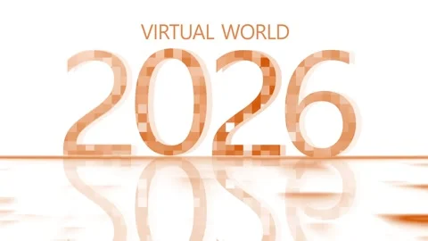 Virtual world 2026 animation on white background Video stock 328421028