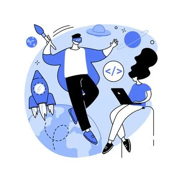 Virtual world development abstract concept vector illustration. 스톡 일러스트