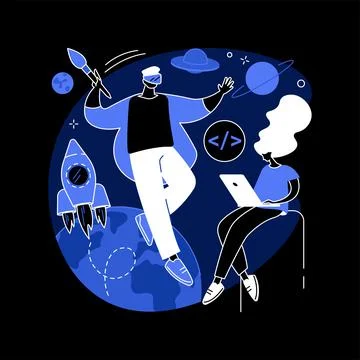 Virtual world development abstract concept vector illustration. Stock Illustration