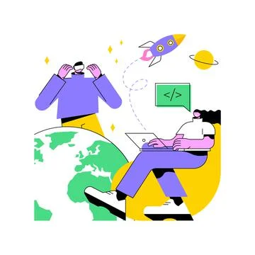 Virtual world development abstract concept vector illustration. Stock-Illustration