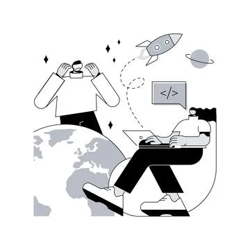 Virtual world development abstract concept vector illustration. Stock-Illustration