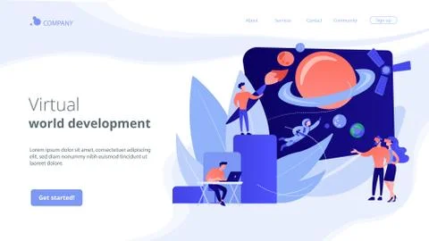 Virtual world development concept landing page Illustrazione stock