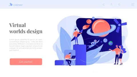 Virtual world development concept landing page Illustrazione stock