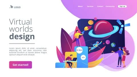 Virtual world development concept landing page Stock Illustration