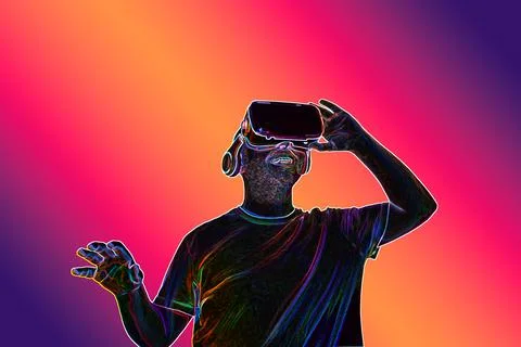 Virtual world exploration with smart glasses. Stock Photos