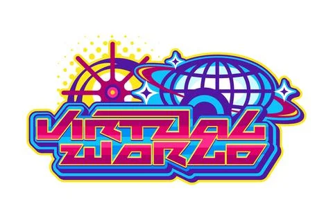 Virtual world globe Y2K retro icon or symbol Illustrazione stock