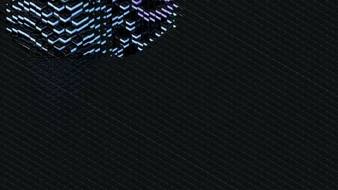 A virtual world with a pulsating surface made of neon particles moving against a Stock Footage 116902571