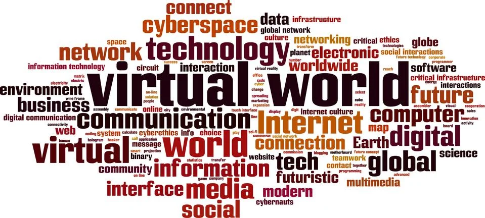 Virtual world word cloud Stock Illustration