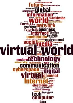 Virtual world word cloud Stock Illustration