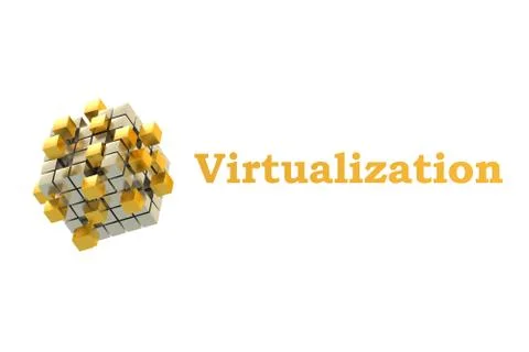 Virtualization concept with gearwheels, 3D rendering Illustrazione stock