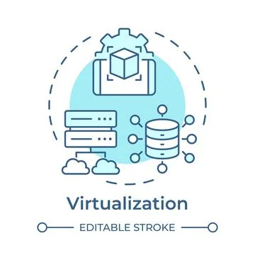 Virtualization monochrome blue concept icon Stock Illustration
