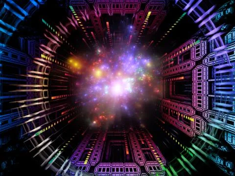 Virtualization of Quantum Space Stock Illustration