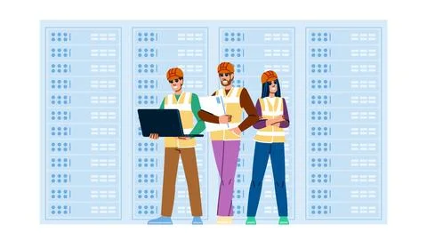 Virtualization technical team data center vector Illustrazione stock