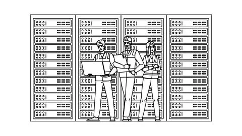 Virtualization technical team data center vector Illustrazione stock