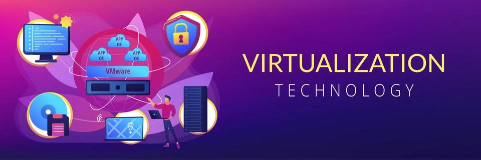 Virtualization technology concept banner header イラスト素材