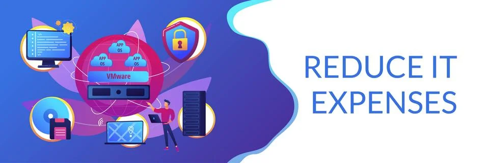 Virtualization technology concept banner header Illustrazione stock